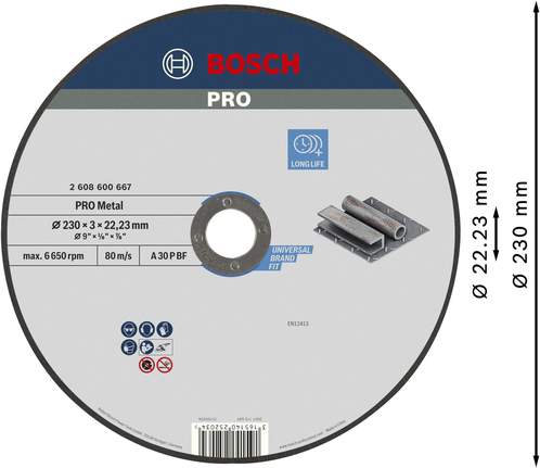 Bosch PRO Metal Cutting Disc 230 x 3 x 22.23 mm.