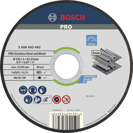 Bosch PRO stainless steel and metal cutting disc 125 mm.