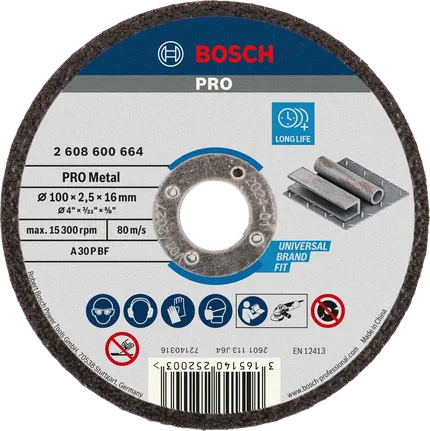Bosch PRO Metal Cutting Disc 100 x 2.5 x 16 mm long life.