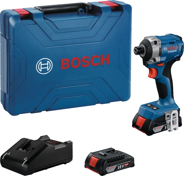 Bosch GDR 18V-215 impact driver set with long bit holder.