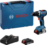 Bosch GSR 18V-65 cordless drill set with case.
