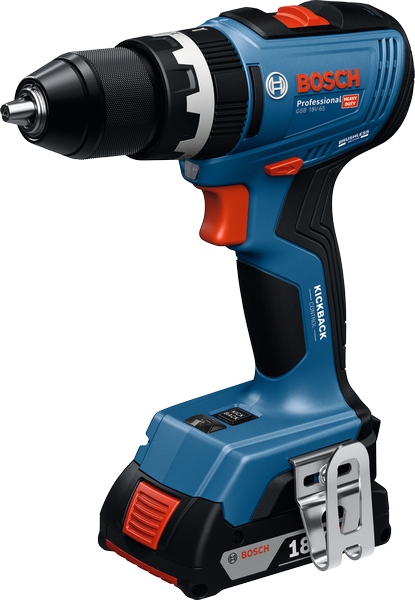 Bosch GSB 18V-65 cordless drill with AMPShare battery.