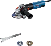 Bosch GWS 20-125 angle grinder with accessories.