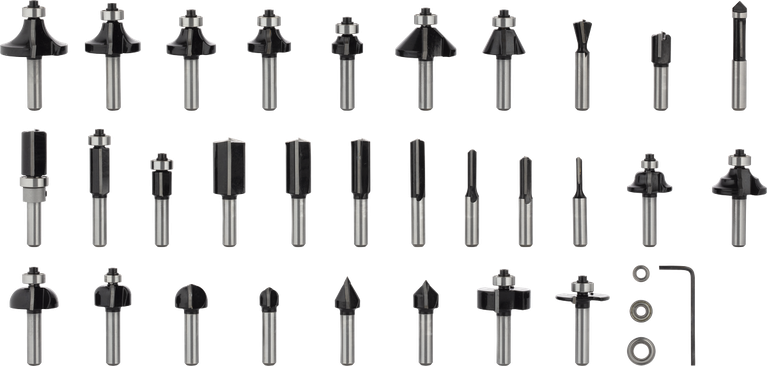 Bosch PRO Router Bit Mixed Set 8mm 30-piece assortment.