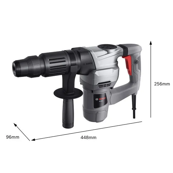 Bosch SH 500 demolition hammer with dimensions shown.