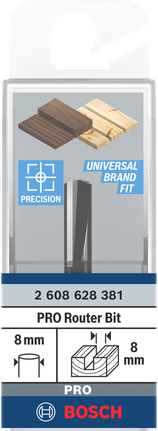 Bosch PRO router straight bit 8 mm.