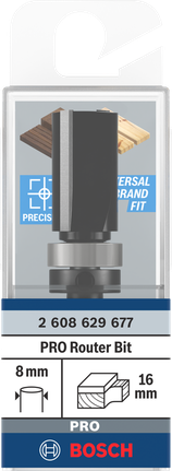 Bosch PRO Router Bit Top Bearing Flush Trim 8 mm shank.
