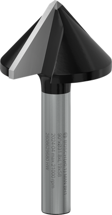 Bosch PRO Router Bit V-Groove 90° for wood shaping.