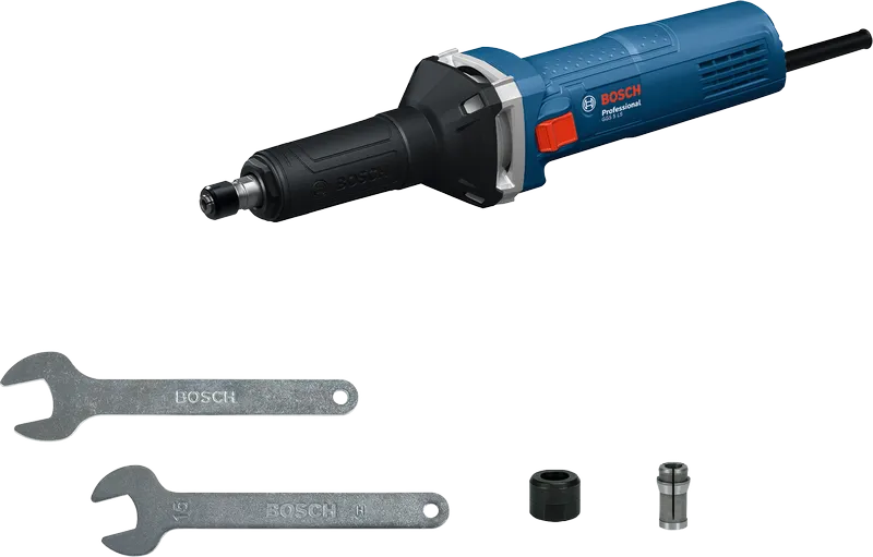 Bosch GGS 5 LS straight grinder with two wrenches.