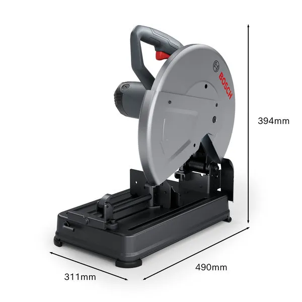 Bosch cut-off saw with dimensions 394x490x311mm.