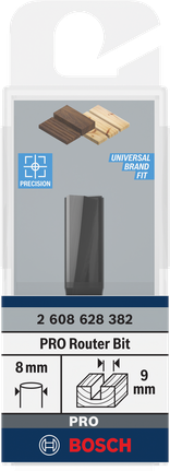 Bosch PRO router straight bit 9×19.6 mm 8 mm shank.