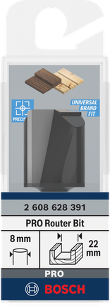 Bosch PRO router straight bit 22mm 8mm.