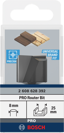 Bosch PRO router straight bit 8 mm 25 mm.