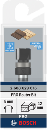 Bosch PRO Router Bit 8 mm shank 12.7×9.5 mm flush trim.