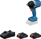 Bosch IDS 18V-650 impact wrench with charger and two batteries.