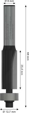 Bosch PRO Router Bit Bottom Bearing Flush Trim 12.7x25.4 mm.