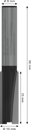 Bosch PRO Router Straight Bit, 10 mm diameter, two flutes.