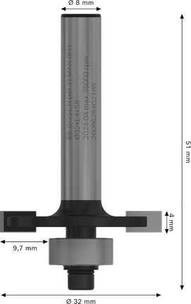 Bosch PRO Router Bit Slotting 8 mm shank, 4 mm cutting.