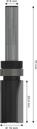 Bosch PRO Router Bit Top Bearing Flush Trim 16x25.4 mm.