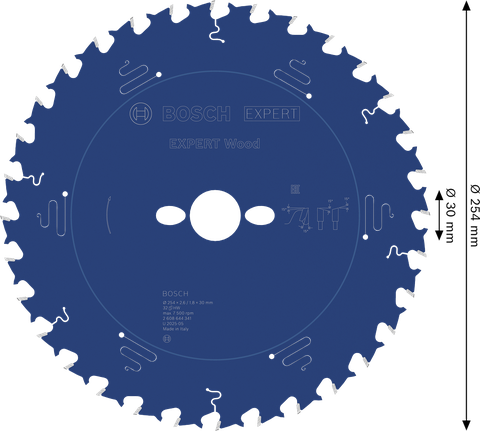 Bosch EXPERT Wood circular saw blade 254 mm for clean wood cuts.