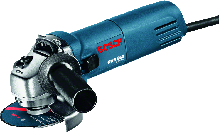 Bosch GWS 660 angle grinder with side handle.