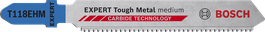 Bosch EXPERT Tough Metal T118EHM jigsaw blade with carbide teeth.