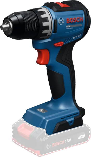 Bosch GSR18V-52 cordless drill driver with 2Ah battery.