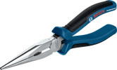 Bosch long nose pliers 200 mm with induction hardened cutting edges.