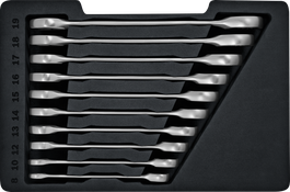 Bosch ratchet spanner set 10 pcs in foam tray.