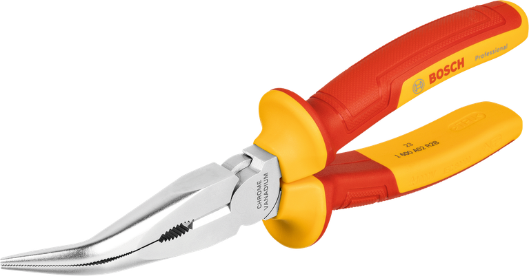 Bosch VDE 40° bent long nose pliers 200 mm.