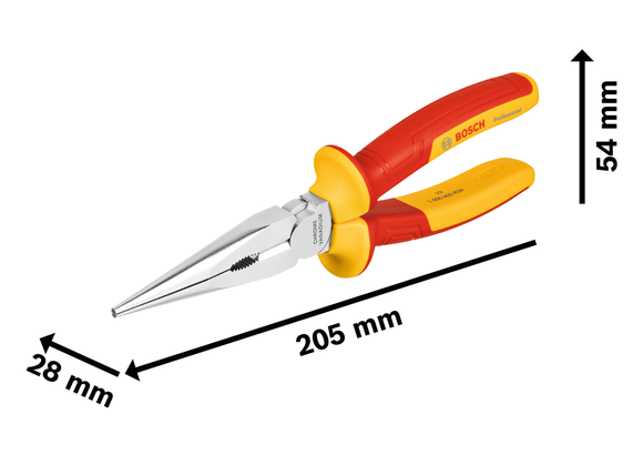 VDE Long Nose Pliers Straight 200 mm Professional