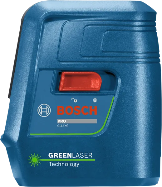 Bosch GLL3XG laser leveling tool with green laser.