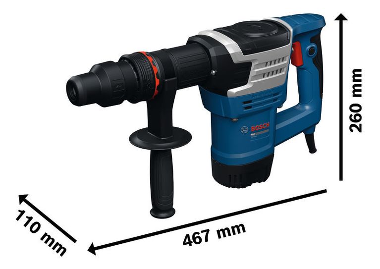 Bosch GSH5MX demolition hammer with SDS max, 467 mm length.