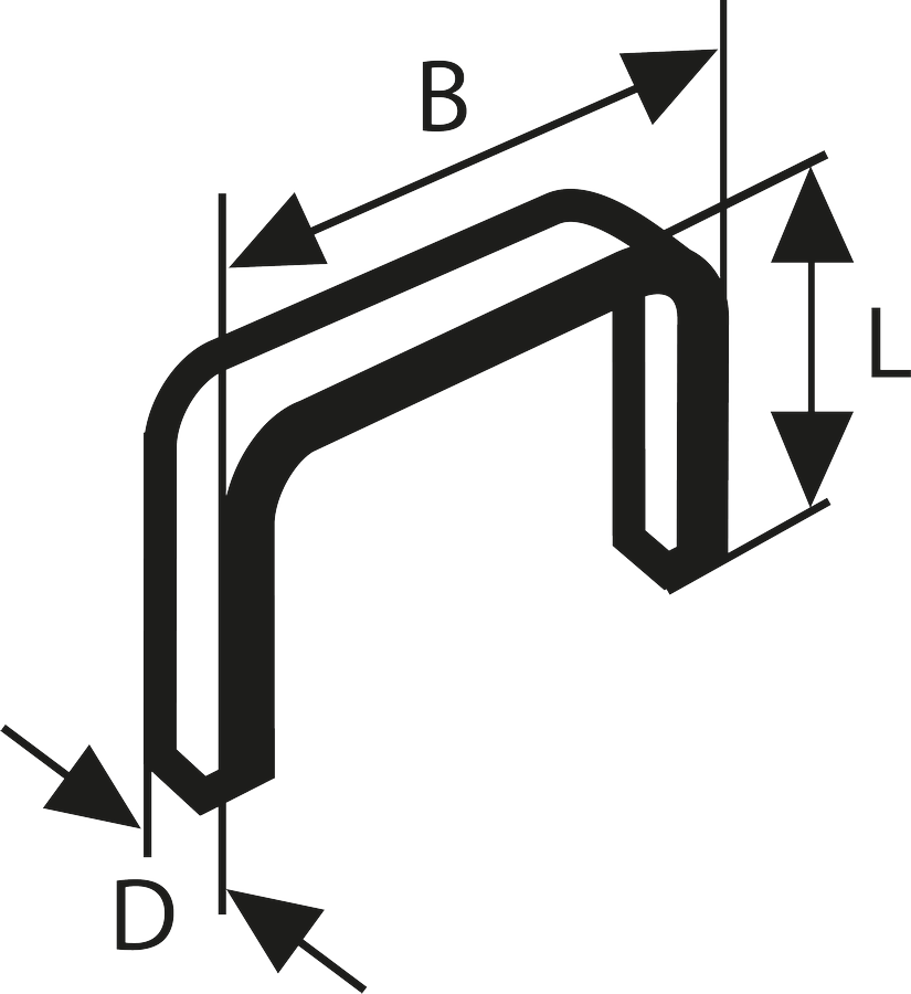Bosch Fine Wire Staples Type 53/6 size diagram.