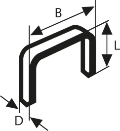 Bosch Fine Wire Staples Type 53/6 size diagram.