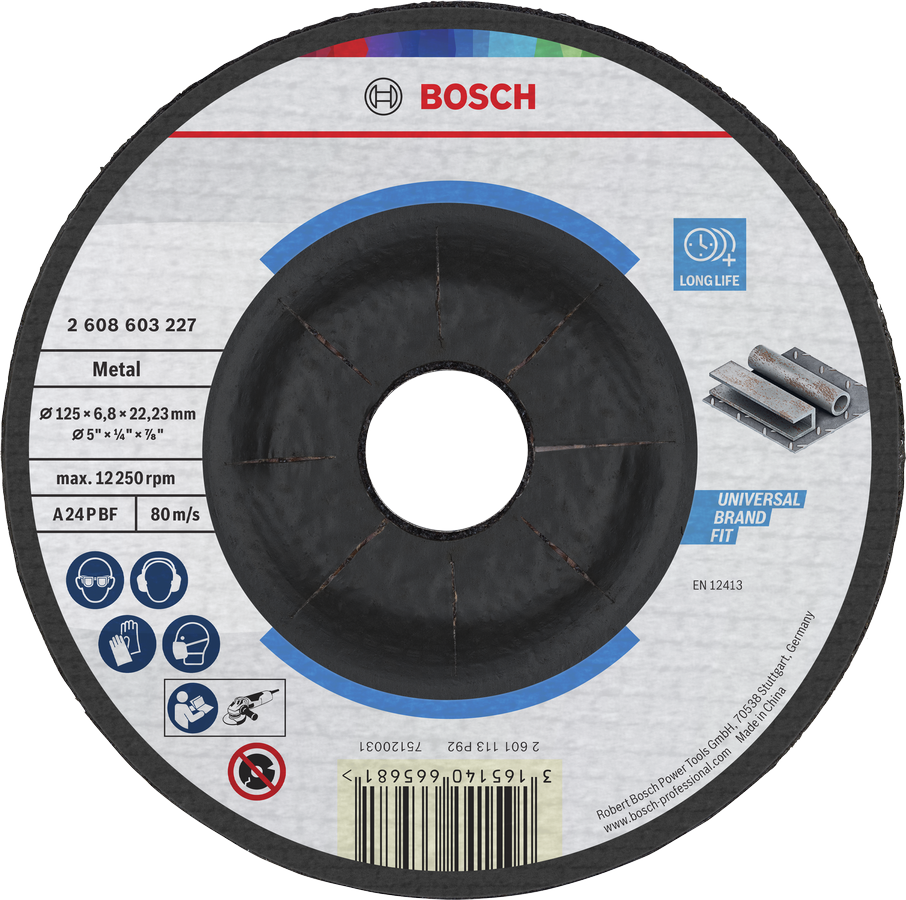Bosch metal grinding disc 125 x 6.8 x 22.23 mm.