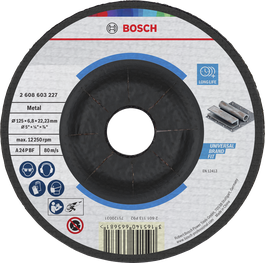 Bosch metal grinding disc 125 x 6.8 x 22.23 mm.