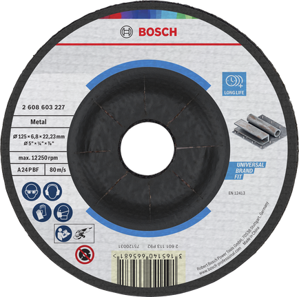 Bosch metal grinding disc 125 x 6.8 x 22.23 mm.