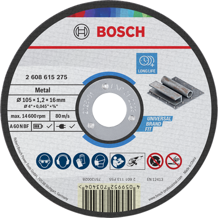 Bosch metal cutting disc 105 x 1.2 x 16 mm.