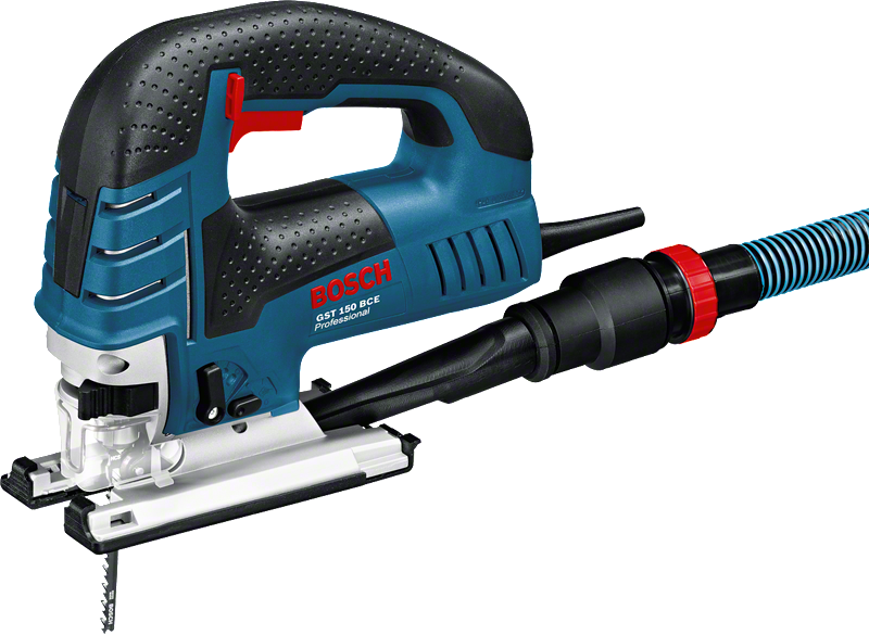 Bosch GST 150 BCE jigsaw with 780W input and 150mm wood cutting depth.