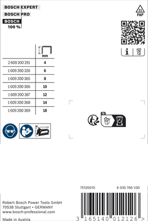 Bosch Fine Wire Staples Type 53/6 for staplers.