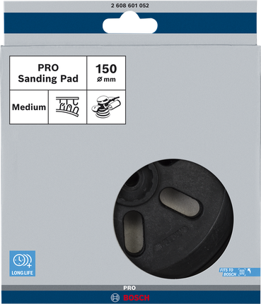 Bosch PRO Sanding Pad medium 150 mm for long life.