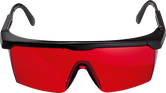 Bosch laser viewing glasses with red tinted lenses.