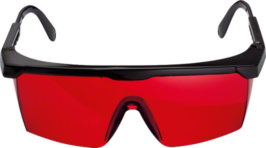 Bosch laser viewing glasses with red tinted lenses.