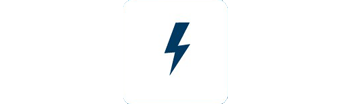 A blue lightning bolt icon on a white background, symbolizing electricity or power.