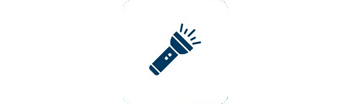 A blue Bosch Professional flashlight icon on a white background, representing portable lighting tools.