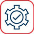 A blue Bosch Professional icon featuring a check mark inside a gear, set against a white background.