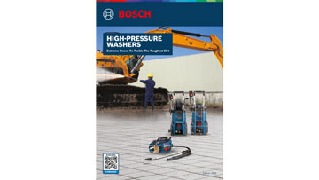 A distorted image featuring colorful abstract shapes and patterns, with a Bosch logo at the top.
