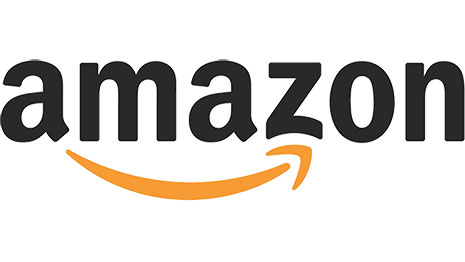 Amazon logo with bold black text and orange curved arrow underneath.